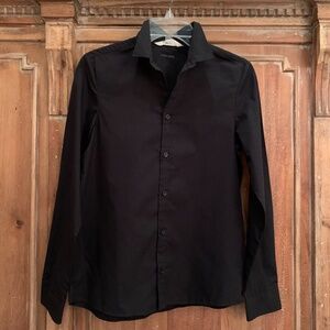 H&M Youth Black Button Up Shirt Black Size 13/ 14